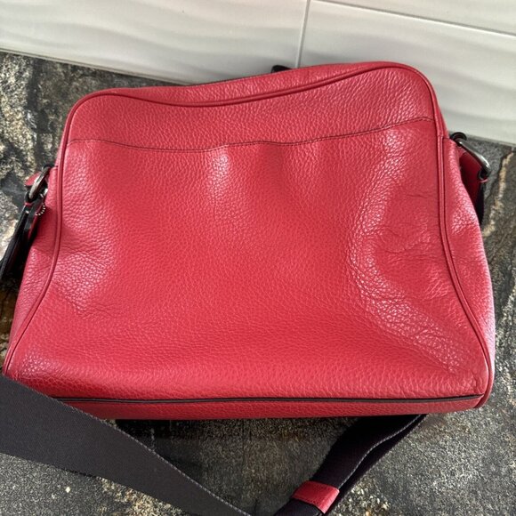 NEW Coach‎ Men's Crossbody Messenger Bag Rare F24876 Pebble Red Leather - Picture 6 of 7